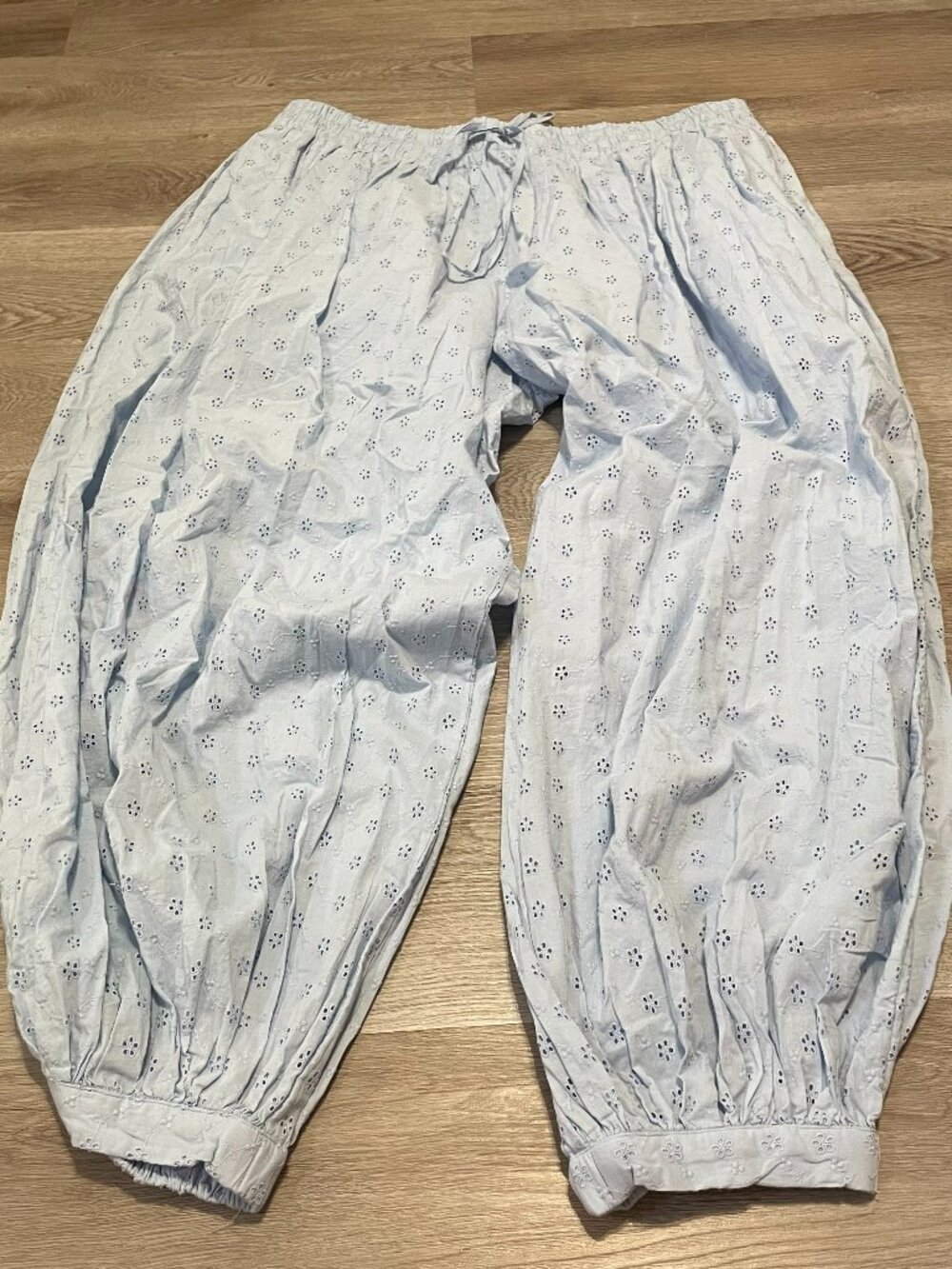 Eyelet Harem Cotton Pants